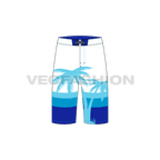 Mens beach board shorts flat sketch, front view