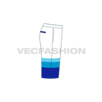 Mens beach board shorts flat sketch, side view
