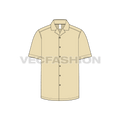 Mens beach shirt flat sketch, front view