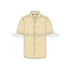 Mens beach shirt flat sketch, front view