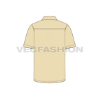 Mens beach shirt flat sketch, back view