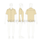 Mens beach shirt flat sketch, croqui sketch