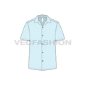 Mens beach shirt flat sketch, front view