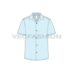 Mens beach shirt flat sketch, front view