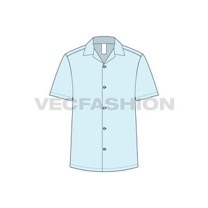 Mens Beach Shirt Flat Sketch VecFashion - Main Image