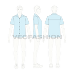 Mens beach shirt flat sketch, croqui sketch