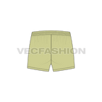 Mens beach shorts, drawstring waist flat sketch, back view