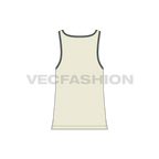 Mens beach tank top flat sketch, back view