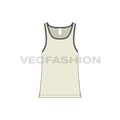 Mens beach tank top flat sketch, front view
