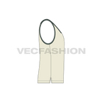 Mens beach tank top flat sketch, side view