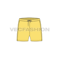 Mens beachwear swim shorts flat sketch, front view