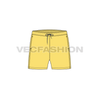 Mens beachwear swim shorts flat sketch, front view