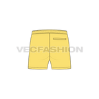 Mens beachwear swim shorts flat sketch, back view
