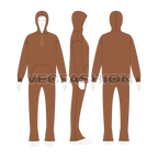 Mens bell shape bottom sweatsuit flat sketch, on croqui