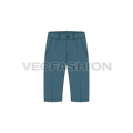 Mens bermuda cotton shorts flat sketch, front view