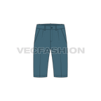 Mens bermuda cotton shorts flat sketch, front view