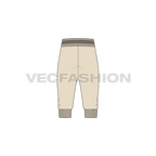 Mens bermuda joggers flat sketch, back view