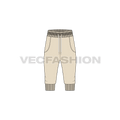 Mens bermuda joggers flat sketch, front view