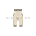 Mens bermuda joggers flat sketch, front view