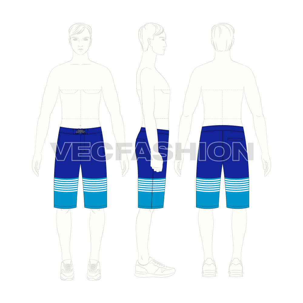 Mens Bermuda Length Board Shorts