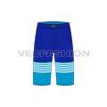 Mens bermuda length board shorts flat sketch, front view