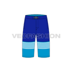 Mens bermuda length board shorts flat sketch, front view
