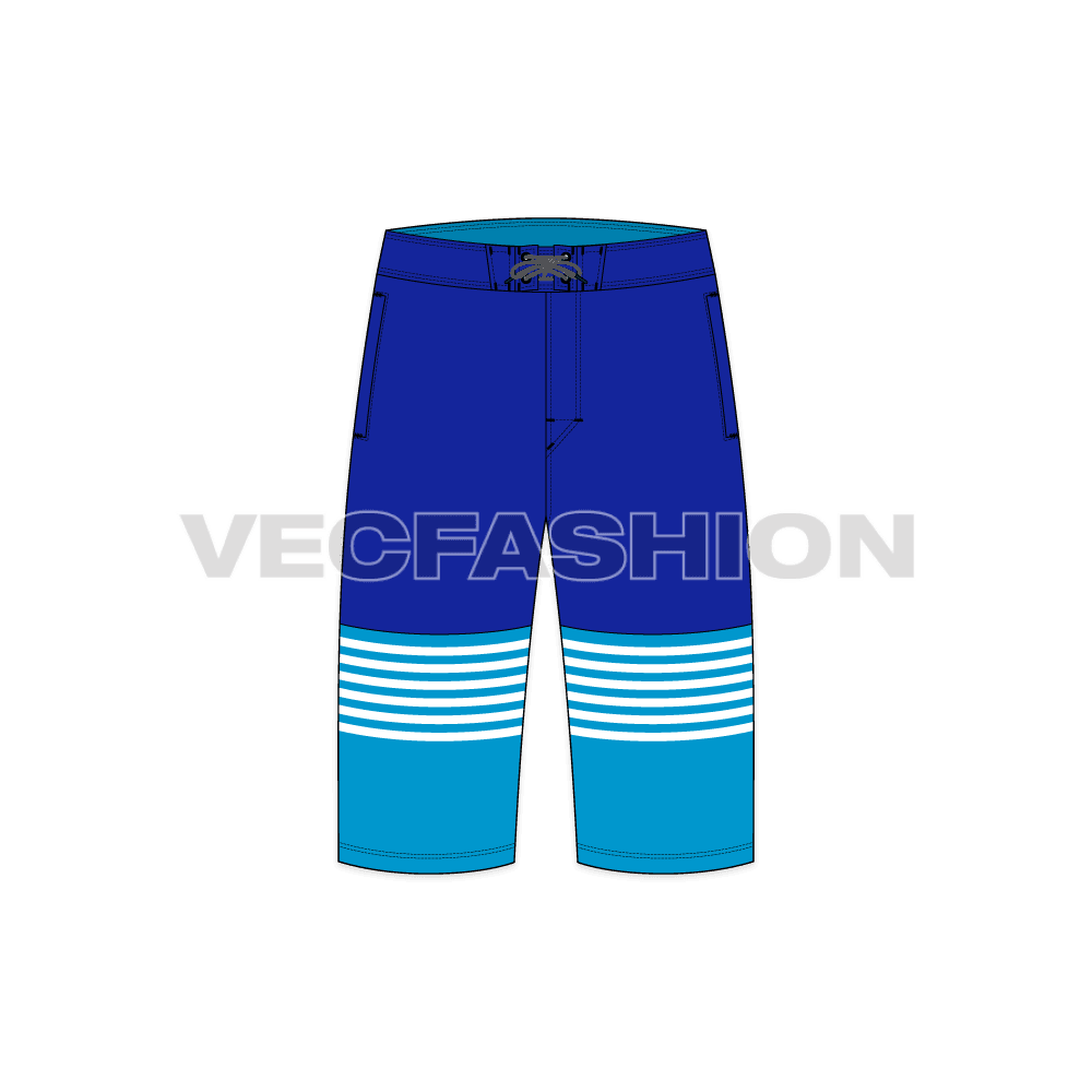 Mens Bermuda Length Board Shorts front view