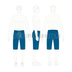 Bermuda shorts with branded waistband flat sketch, croqui sketch