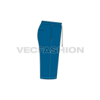 Bermuda shorts with branded waistband flat sketch, side view