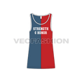 Mens big round neck tank flat sketch, front view