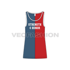 Mens big round neck tank flat sketch, front view