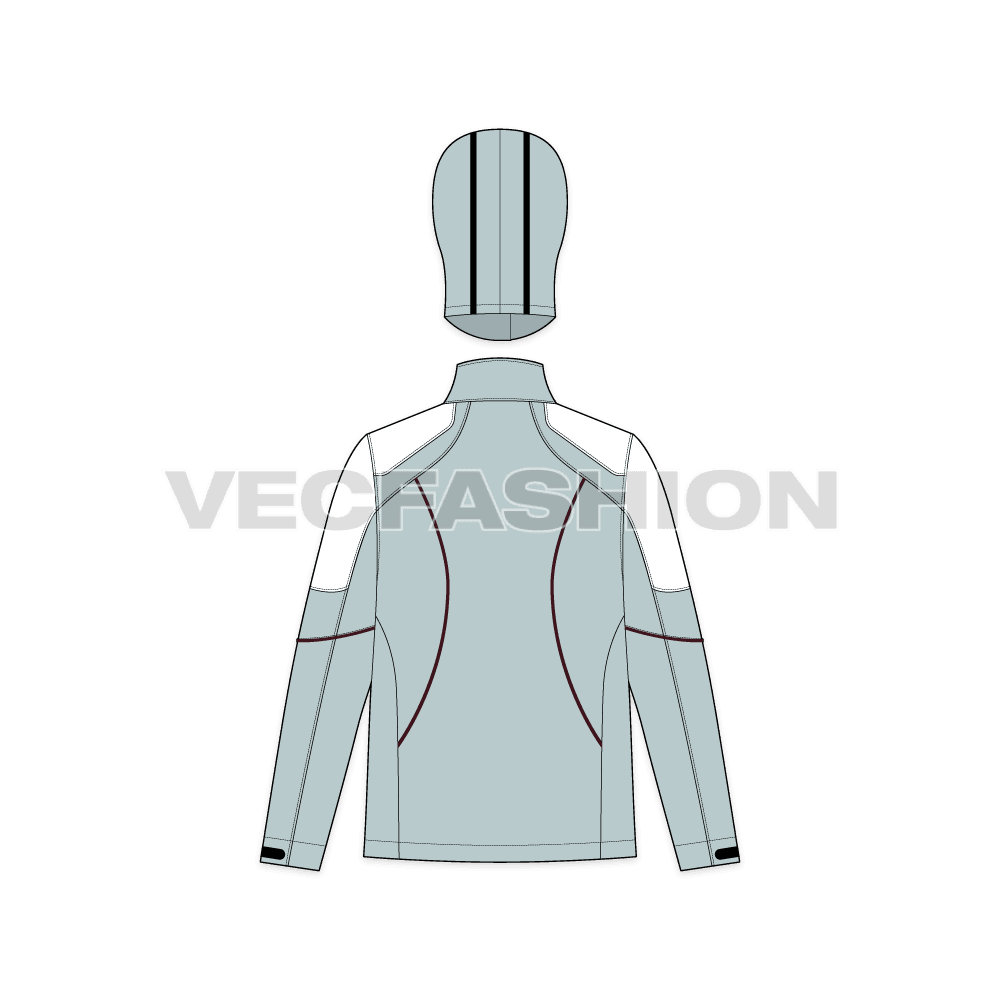 Mens Biker Jacket flat sketch, back view