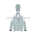 Mens Biker Jacket flat sketch, front view