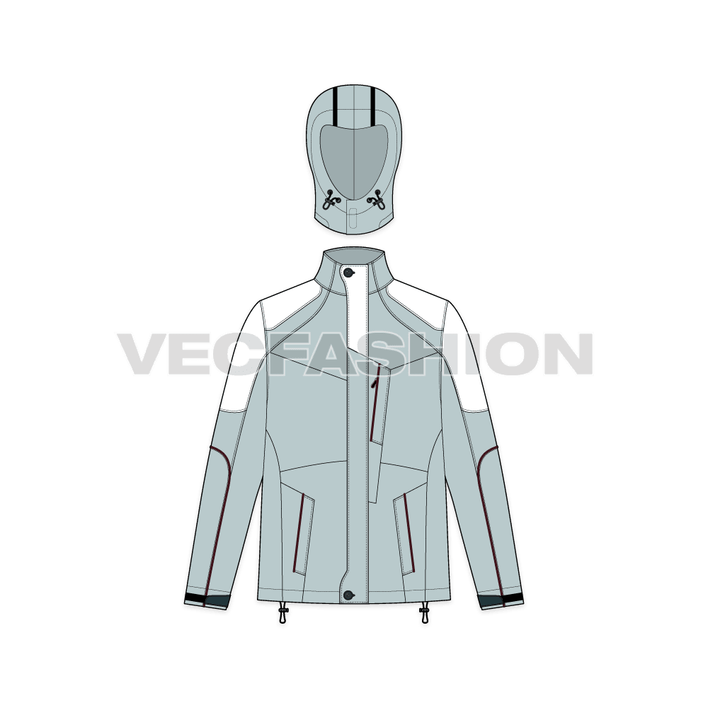 Mens Biker Jacket flat sketch, front view