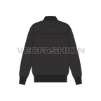 Mens Black Bomber Jacket flat sketch, back view