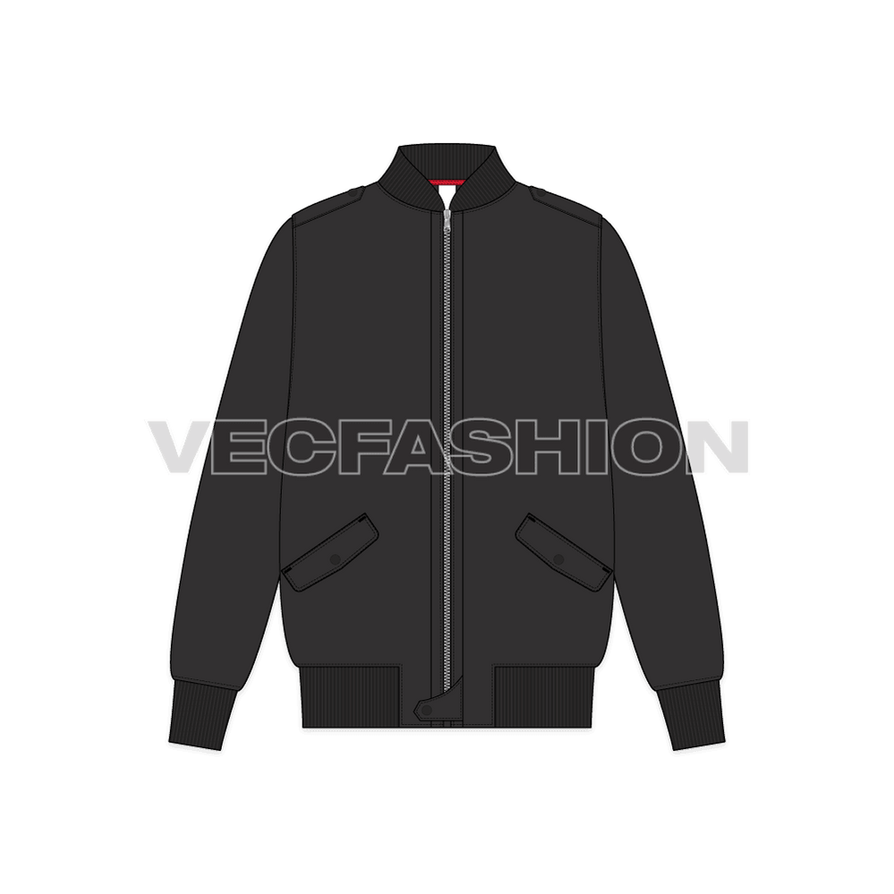 Mens Black Bomber Jacket - VecFashion