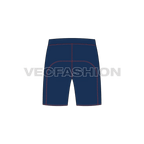 Mens blue sport sweat shorts flat sketch, back view