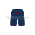 Mens blue sport sweat shorts flat sketch, front view