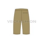 Mens board shorts flat sketch, back view