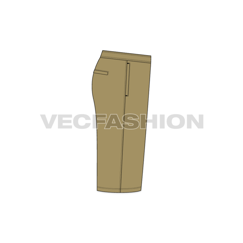 Mens board shorts flat sketch, side view