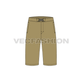 Mens board shorts flat sketch, front view
