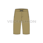Mens board shorts flat sketch, front view