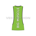 Mens body builder tank flat sketch, back view