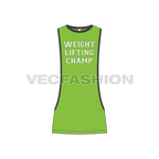 Mens body builder tank flat sketch, front view