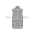 Mens Body Warmer Vector Sketch flat sketch, front view