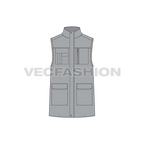 Mens Body Warmer Vector Sketch flat sketch, front view
