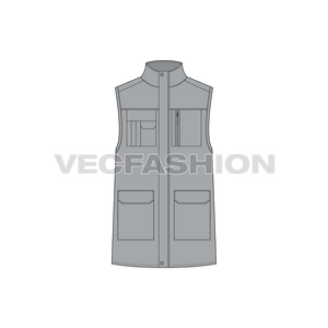 Mens Body Warmer Vector Sketch front view