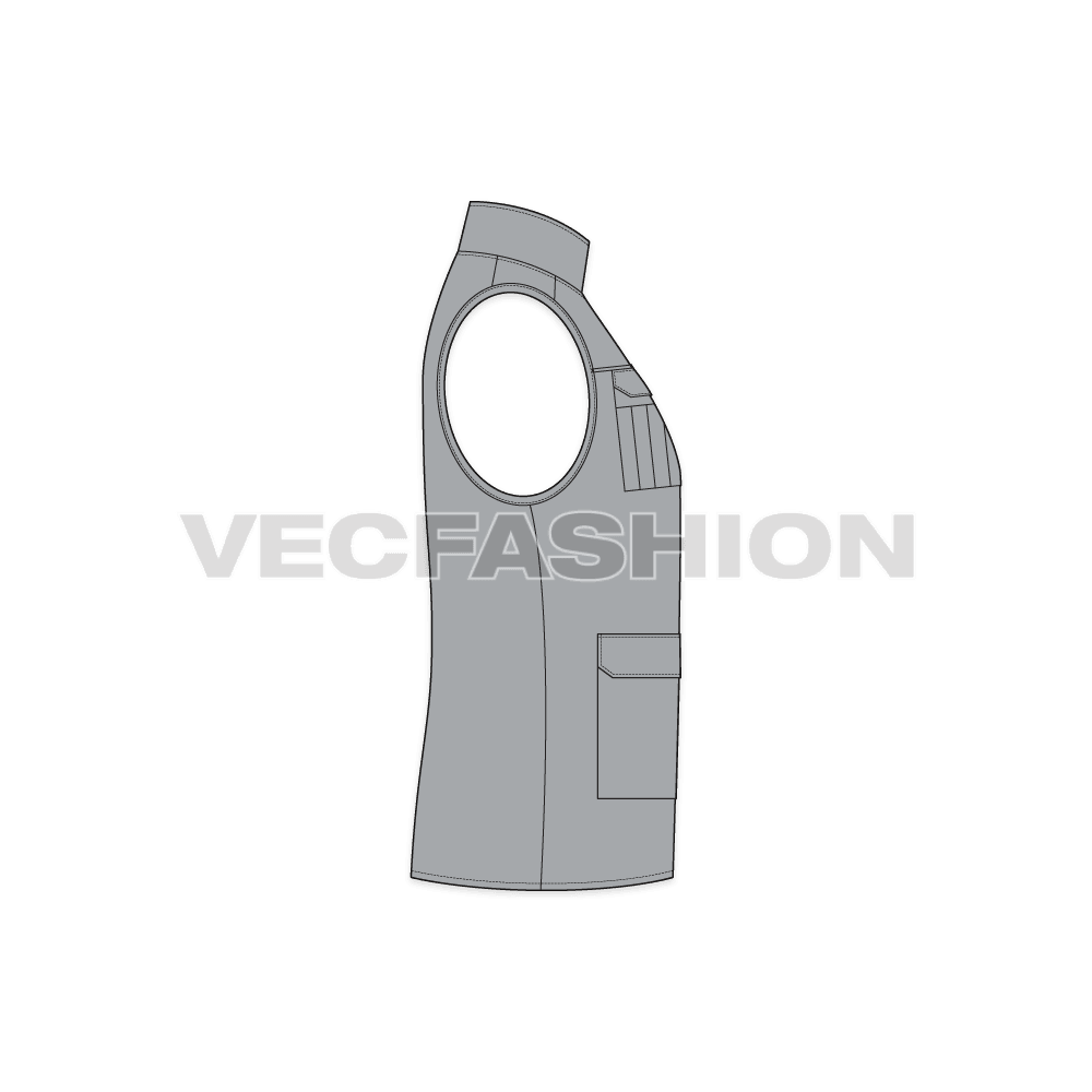 Mens Body Warmer Vector Sketch flat sketch, side view