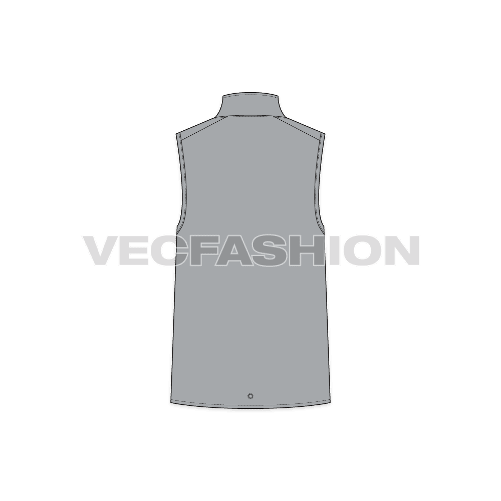 Mens Body Warmer Vector Sketch flat sketch, back view