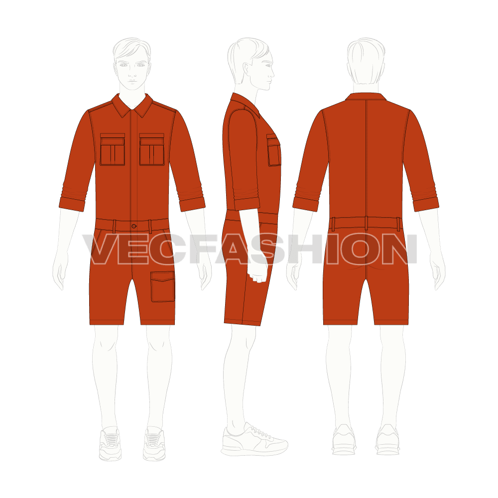 Mens Boiler Suit With Shorts